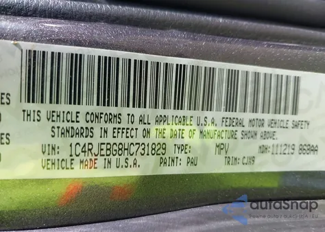 2017 Jeep Grand Cherokee Limited 4X2 from USA, damaged, VIN 1C4RJEBG8HC731829